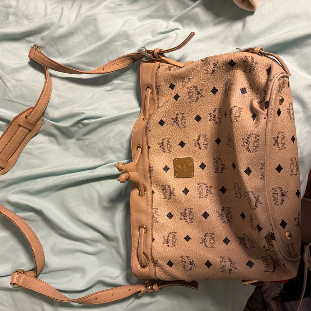 MCM Tan Monogram Shoulder Bag